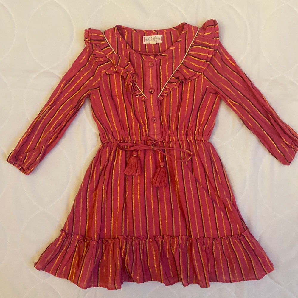 Egg brand coral striped toddler dress size 4T